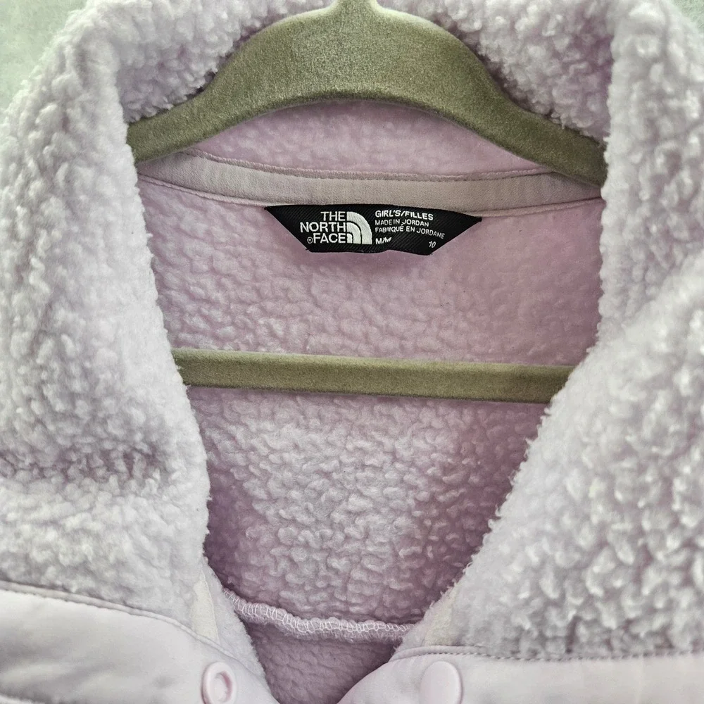 The North Face Girls Fleece Jacket Periwinkle Black Button Up Lightweight Med 10
